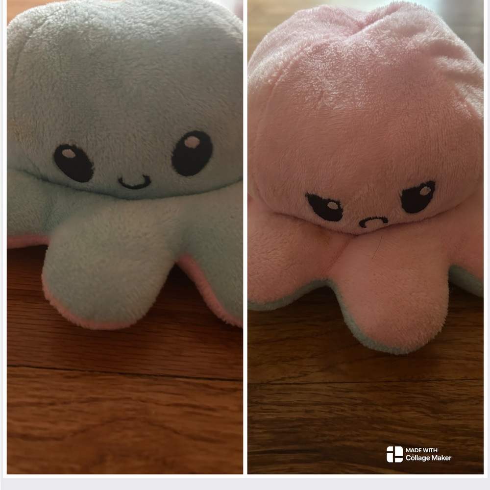 Reversible Blue and Pink Octopus Plush Toy